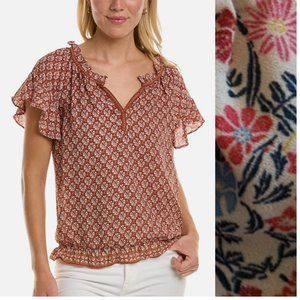 Max Studio ruffle v-neck flutter sleeve top sz M